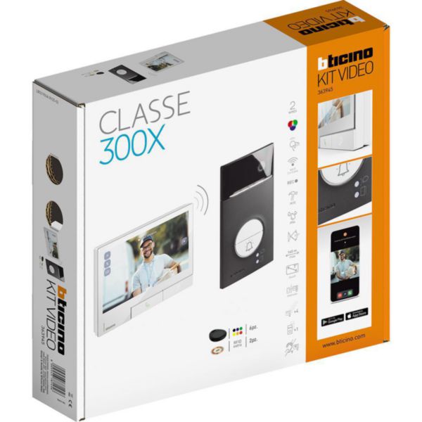 Kit Classe 300X avec boucle inductive - Blanc + platine Linéa 3000 Noire avec badges