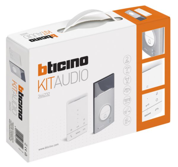 Kit portier audio Classe 100 blanc mains-libres et platine de rue Linea3000 grise