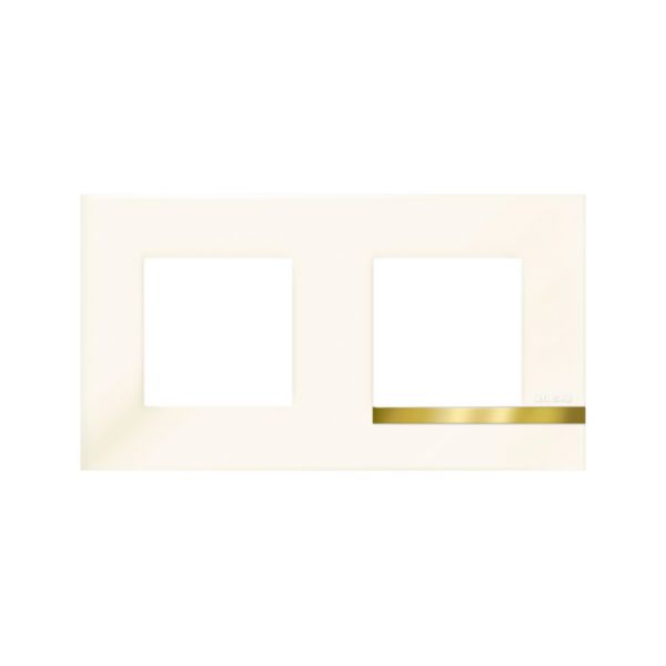 Plaque Altège Collection Déco 2 postes finition Opale - blanc brillant avec liseré imitation or