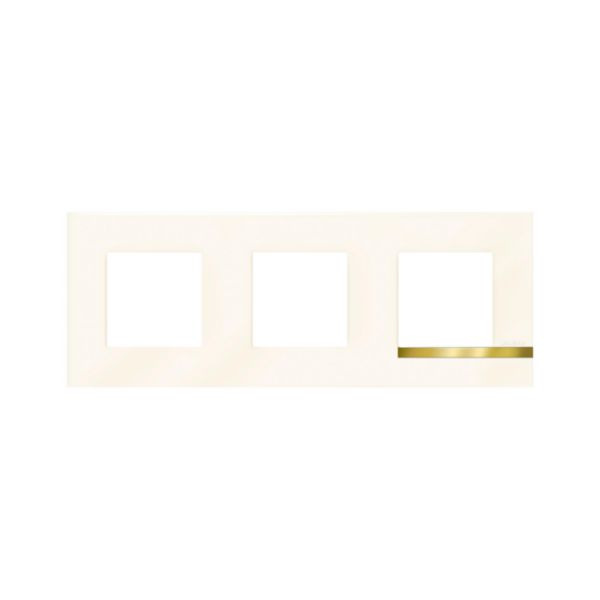 Plaque Altège Collection Déco 3 postes finition Opale - blanc brillant avec liseré imitation or