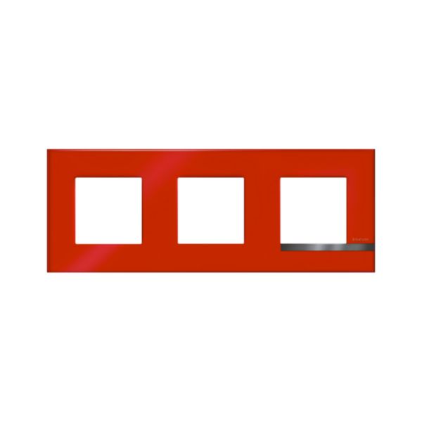Plaque Altège Collection Déco 3 postes finition Rubis - rouge brillant avec liseré effet aluminium
