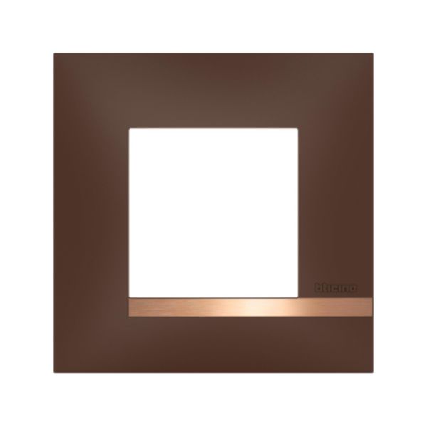Plaque Altège Collection Déco 1 poste finition Terre de sienne - marron avec liseré effet cuivre