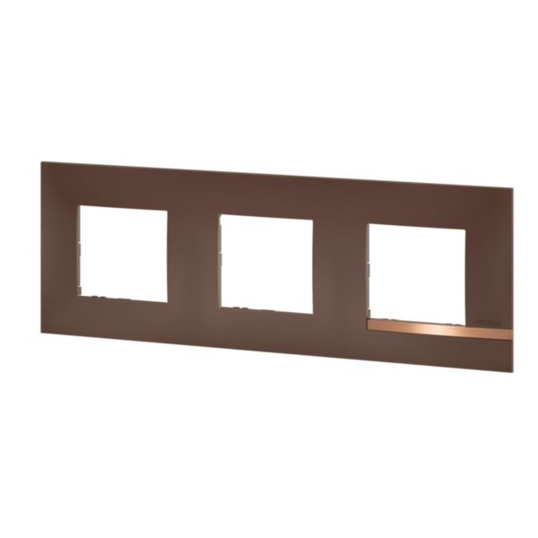 Plaque Altège Collection Déco 3 postes finition Terre de sienne - marron avec liseré effet cuivre