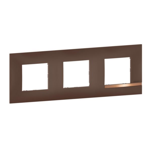 Plaque Altège Collection Déco 3 postes finition Terre de sienne - marron avec liseré effet cuivre