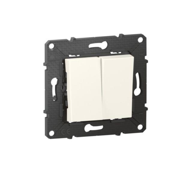 Double poussoir Altège 6A avec connexion à bornes automatiques - finition Neige