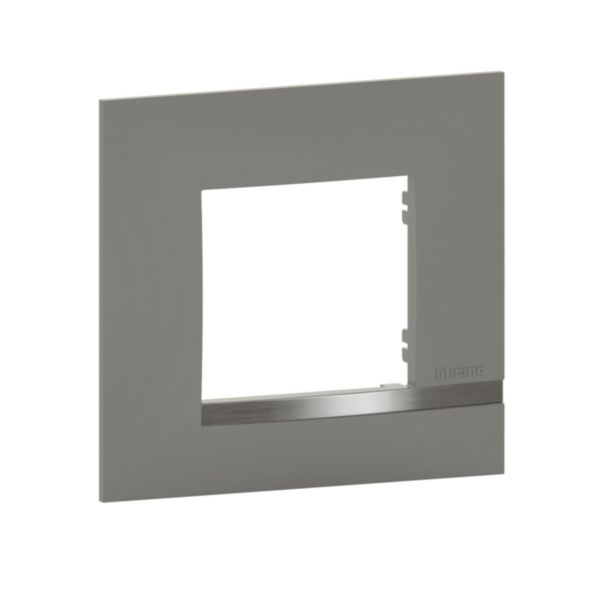 Plaque Altège Collection Mezzo 1 poste finition Note irisée - effet aluminium avec liseré aluminium brillant