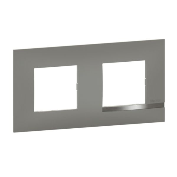 Plaque Altège Collection Mezzo 2 postes finition Note irisée - effet aluminium avec liseré aluminium brillant