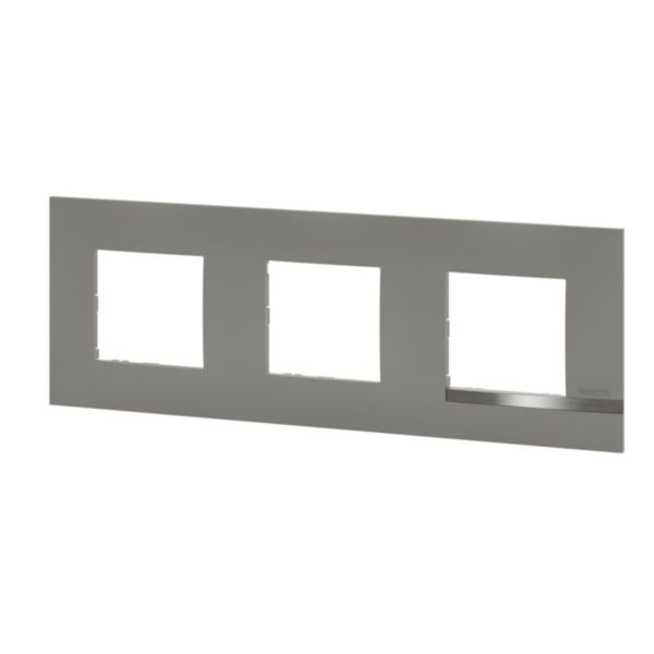 Plaque Altège Collection Mezzo 3 postes finition Note irisée - effet aluminium avec liseré aluminium brillant