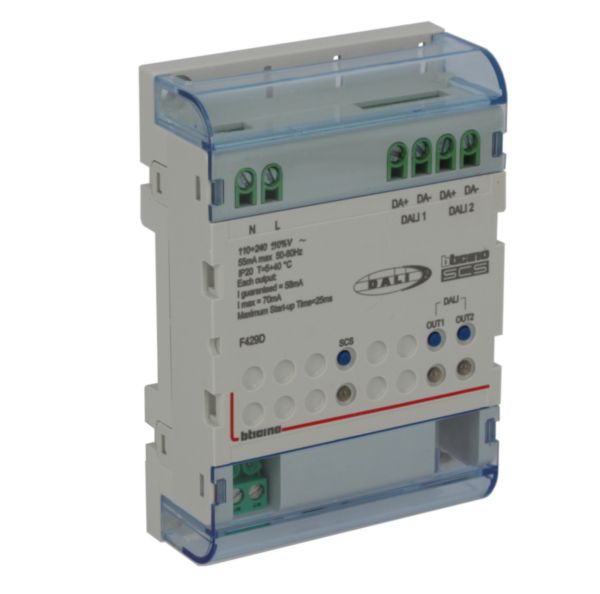 Variateur DALI2 MyHome avec 2 sorties pour contrôle jusqu'à 32 ballasts - 4 pôles DIN