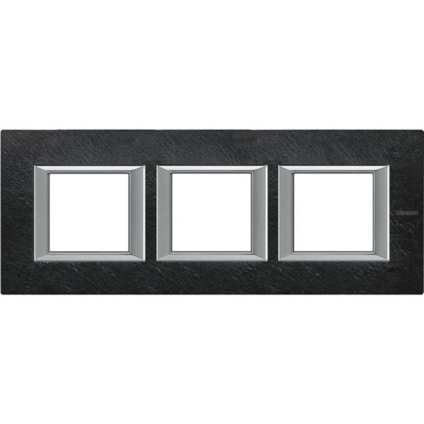 Plaque rectangulaire Axolute Pierre 2+2+2 modules horizontal - Ardoise