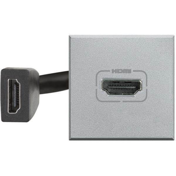 Prise HDMI typeA préconnectorisée version 2.0 Axolute - finition Alu - 2 modules
