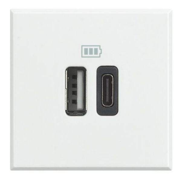 Chargeur 2 USB Type-A + Type-C 3A 5V= 15W Axolute 2 modules 230V - White