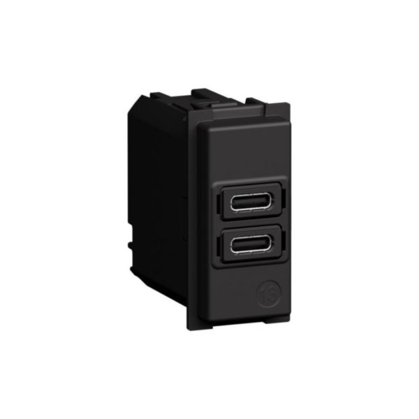Prise USB Type C+C Living Now - 20W Power Delivery - 1 module - Noir