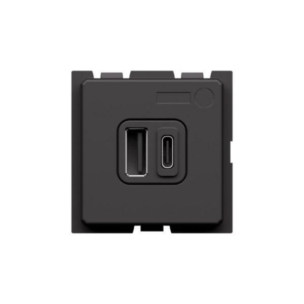 Prise USB Type A+C Living Now - 20W Power Delivery - 2 modules - Noir