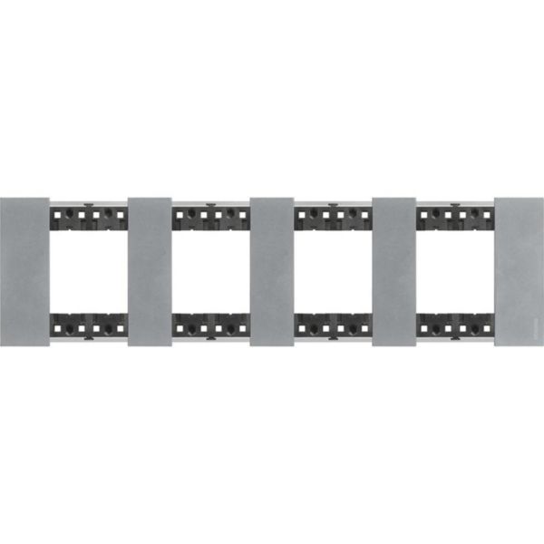 Plaque de finition Living Now Collection Les Blancs matière zamak 4x2 modules - finition Acier Moon