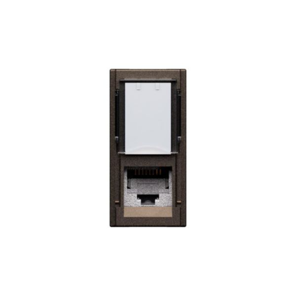 Prise RJ45 blindée catégorie 6A STP Living Now pour applications Grade 3 TV avec enjoliveur Bronze - 1 module