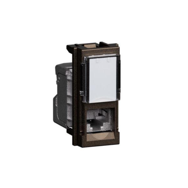 Prise RJ45 blindée catégorie 6A STP Living Now pour applications Grade 3 TV avec enjoliveur Bronze - 1 module