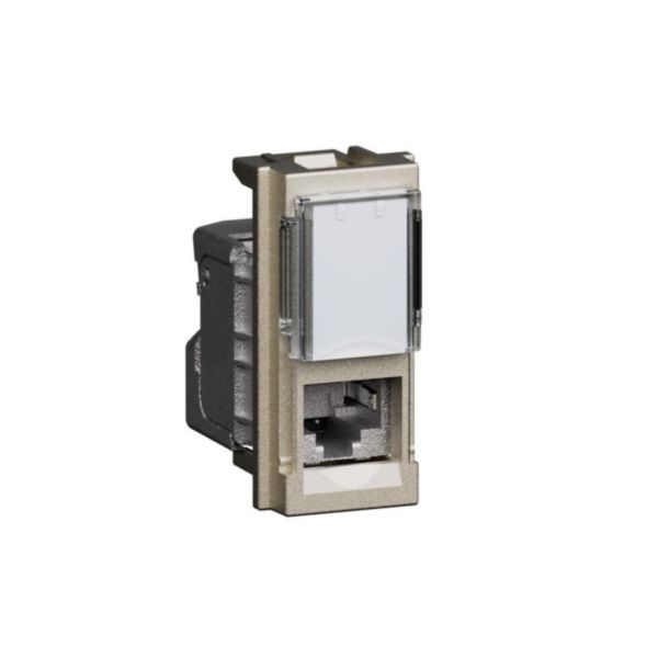 Prise RJ45 blindée catégorie 6A STP Living Now pour applications Grade 3 TV avec enjoliveur Champagne - 1 module