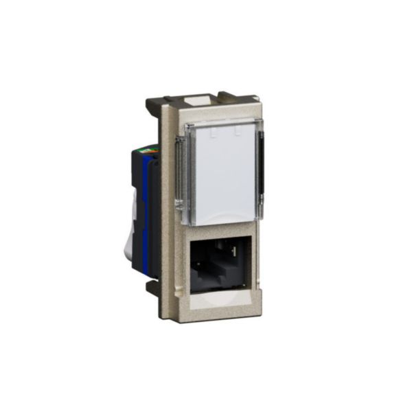 Prise RJ45 catégorie 6 FTP Living Now pour applications Grade 1 et Grade 2 avec enjoliveur Champagne - 1 module
