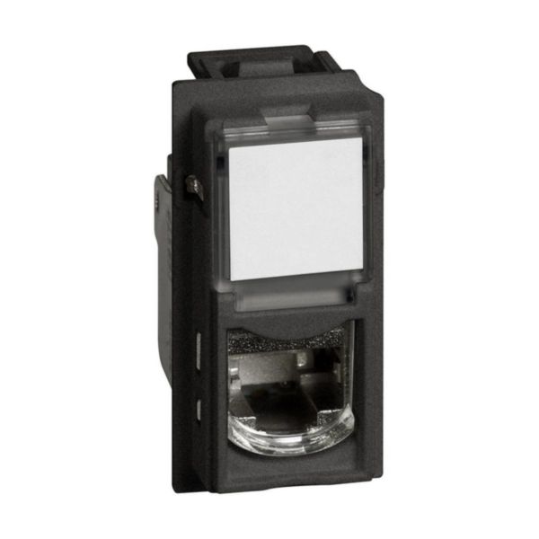 Prise RJ45 catégorie 6 FTP Living Now pour applications Grade 1 et Grade 2 avec enjoliveur noir mat - 1 module