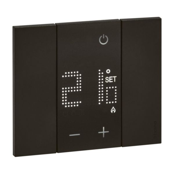 Thermostat électronique avec écran rétro-éclairé Living Now 230V~ avec enjoliveur noir mat - 2 modules