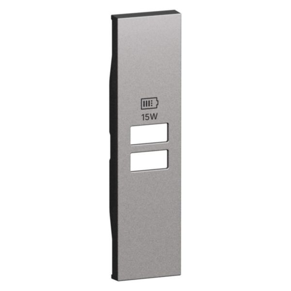 Enjoliveur prise double USB 1 module Living Now acier