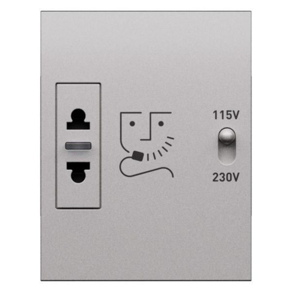 Prise rasoir Living Now avec enjoliveur acier 3 modules