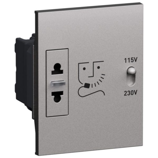 Prise rasoir Living Now avec enjoliveur acier 3 modules