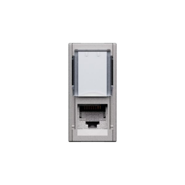 Prise RJ45 blindée catégorie 6A STP Living Now pour applications Grade 3 TV avec enjoliveur Acier - 1 module