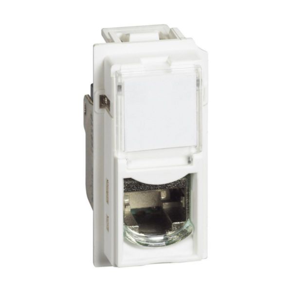 Prise RJ45 catégorie 6 FTP Living Now pour applications Grade 1 et Grade 2 avec enjoliveur blanc - 1 module
