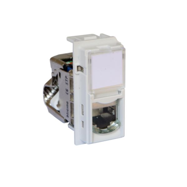 Prise RJ45 blindée catégorie 6 STP Living Now pour applications Grade 2 TV avec enjoliveur blanc - 1 module
