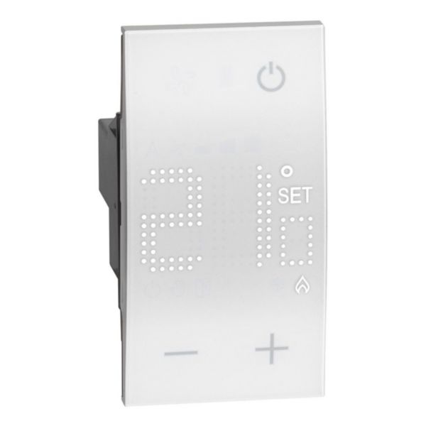 Thermostat électronique avec écran rétro-éclairé Living Now 230V~ avec enjoliveur blanc - 2 modules