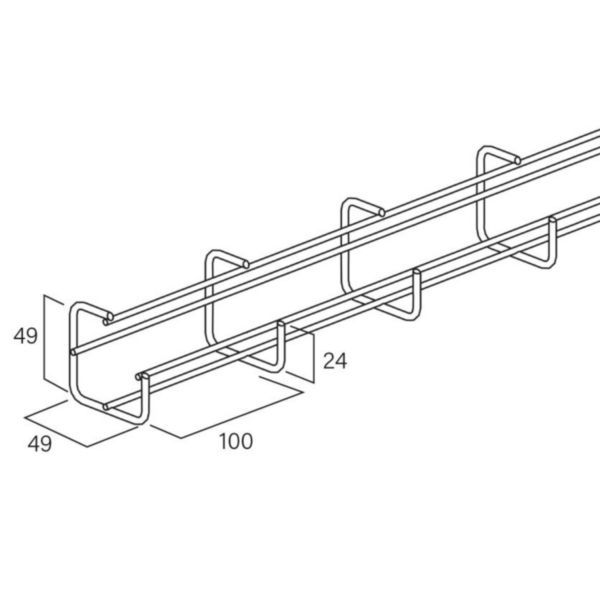 Chemin de câbles fils Cablofil avec bord droit G-mini - hauteur 50mm, largeur 50mm, longueur 3m - finition Inox 316L