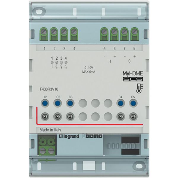 Actionneur modulaire 3 relais indépendants et 2 sorties 0V à 10V MyHOME_Up - 4 modules