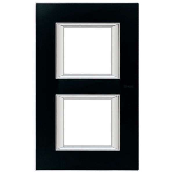 Plaque rectangulaire Axolute Verre 2+2 modules - Noir nuit