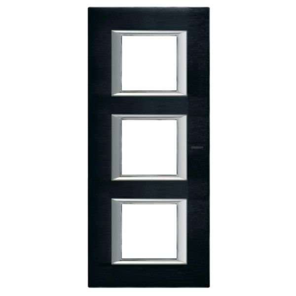 Plaque rectangulaire Axolute Aluminium brossé 2+2+2 modules - Anthracite