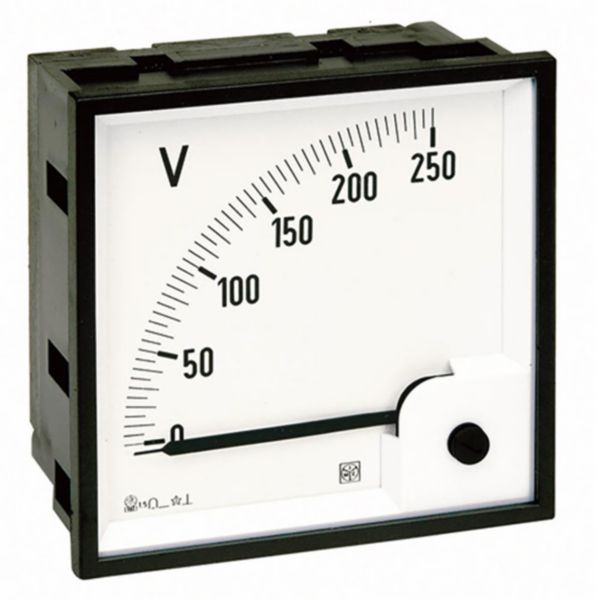 Voltmètre analogique type DIN RQ48M 0-15V DC direct avec cadran déviation 90°