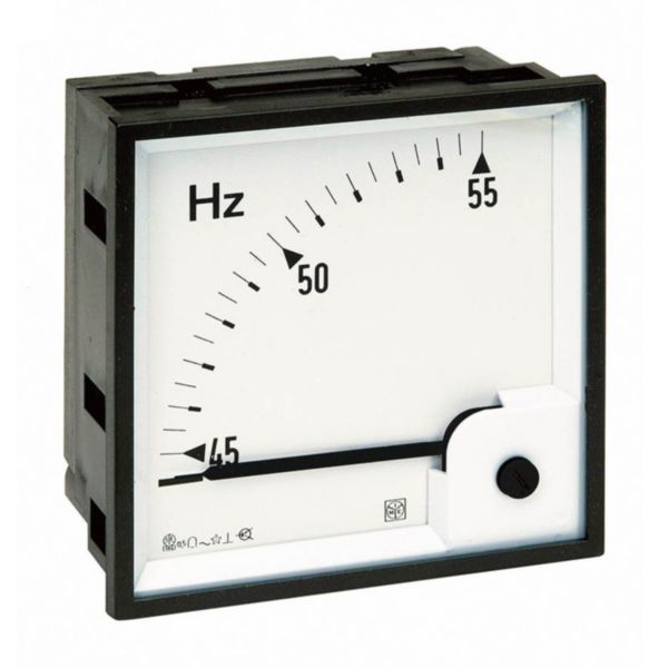 Fréquencemètre analogique type DIN RQ96FI 45-65Hz 400V direct avec cadran déviation 90°