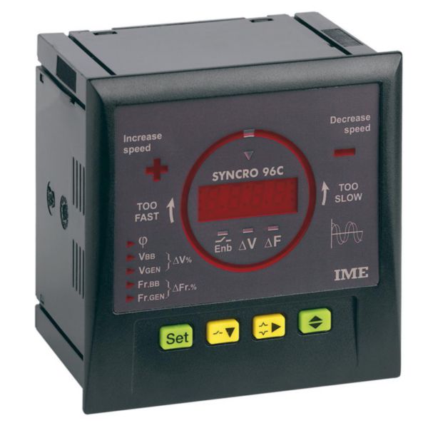 Synchronoscope à LED type SYNCRO RQ96C - avec contact - Entrée 110-600V - Alimentation auxliaire 400V - Fréquence 35 - 80Hz