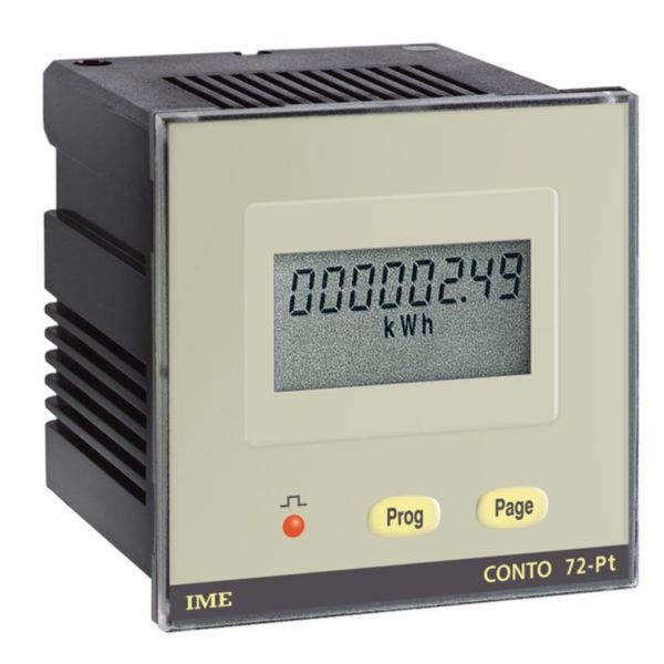 Compteur d'énergie type CONTO 72PT non MID - 72x72mm - mono ou triphasé - entrée 100-110V - sur TC/1-5A - sortie impulsions