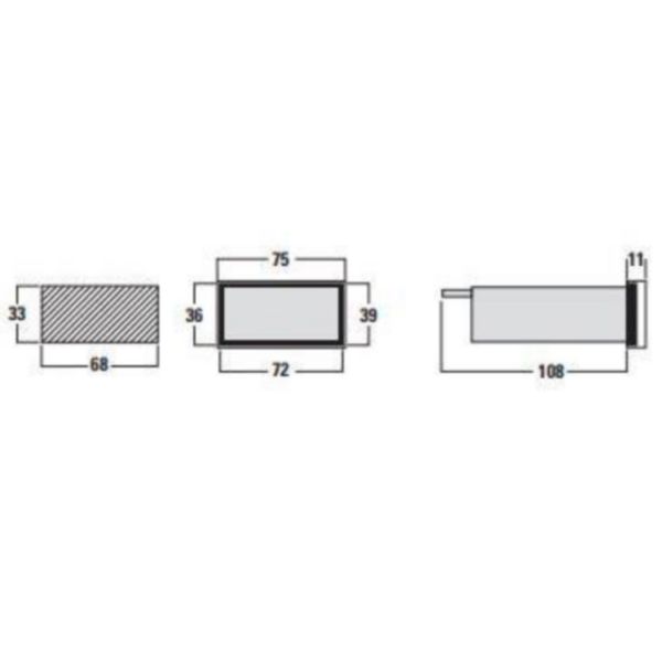 Indicateur num. DGP36P2K multicalibre, config. : tension, courant AC/DC, fréquence, Vn (aux) 20 - 60VAC- 20 - 150VDC - Format 72 x 36