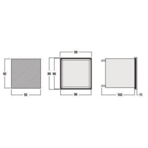 Indicateur num. DGP96P2K multicalibre, config. : tension, courant AC/DC, fréquence, Vn (aux) 20 - 60VAC- 20 - 150VDC - Format 96 x 96