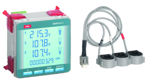 Centrale de mesure type NEMO Easy connect 96-ec basic + 3 tores fermés Rogowski - 1 entrée - 3x125A - sortie MODBUS