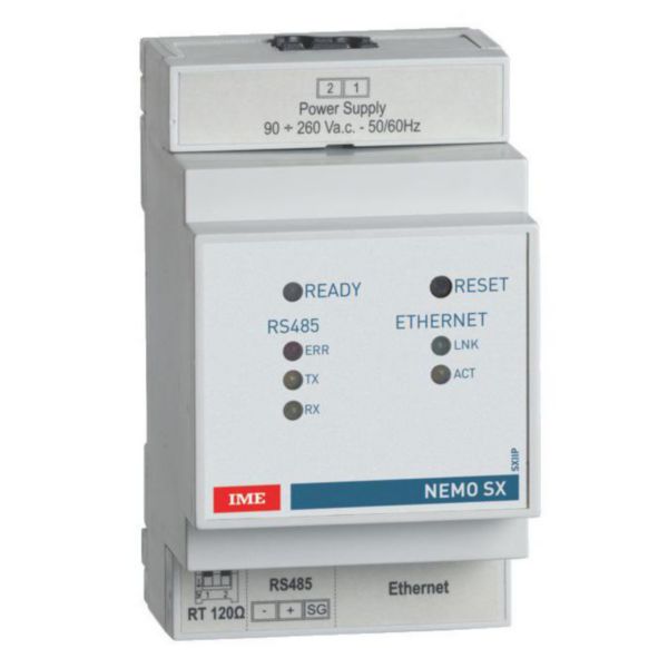 Passerelle Modbus RS485 / Modbus TCP-IP Ethernet - Alimentation auxiliaire 90 à 260 VAC ~ 50/60Hz - 3 modules