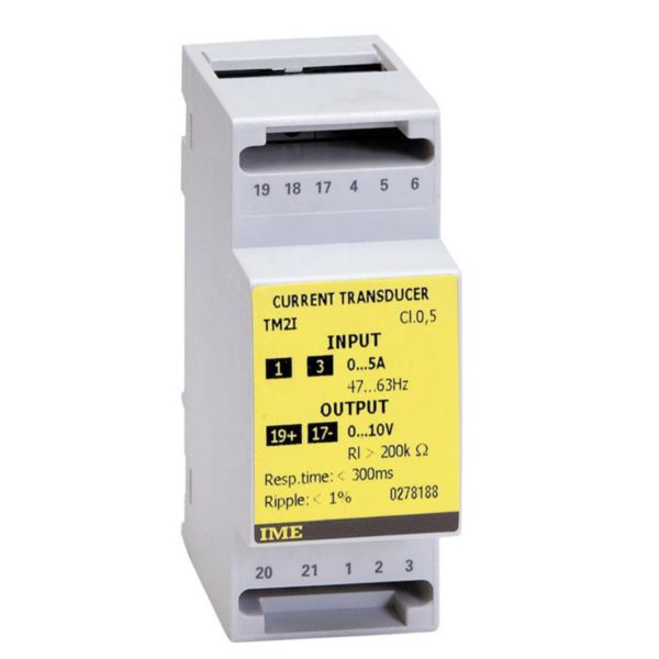 Transducteur de courant alternatif type TEMA TM2I - 2 modules - Entrée 0 - 1A - sortie 0 - 20mA - autoalimenté 