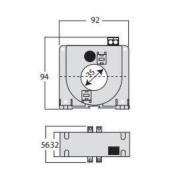 Transformateur de courant à transducteur integré type TT35A Ø 35mm - 2 fils - Entrée 50-450A - Sortie 4 - 20mA - Alim.aux. 10 - 34VDC