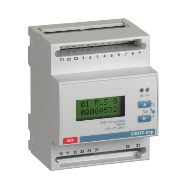 Concentrateur d'impulsion type D4-CR12 pour collecter les mesures de 12 compteurs à impulsions - Alimentation auxiliaire 230V 50Hz