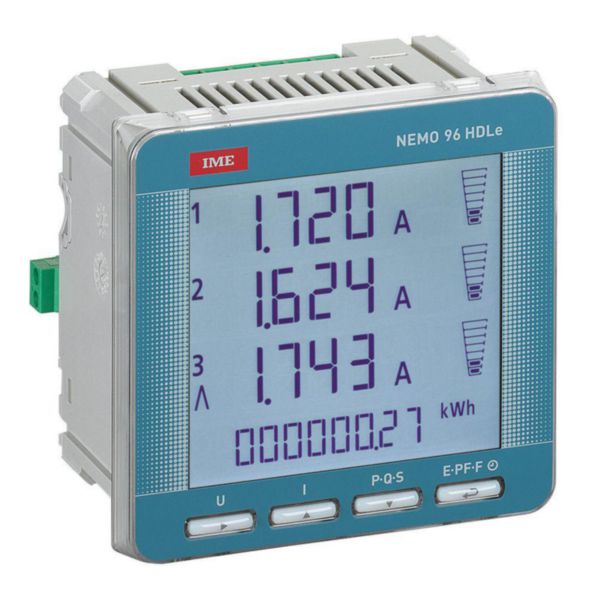 Centrale de mesure évolutive type NEMO 96HDLe 96x96mm - 80 à 500V sur TC/1-5A alim.aux. 11 à 60VDC - pulse + MODBUS + 1 module