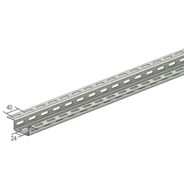 Profil perforé en Oméga - section 24x24x48mm, perforation 7x25mm et longueur 3m - finition GS