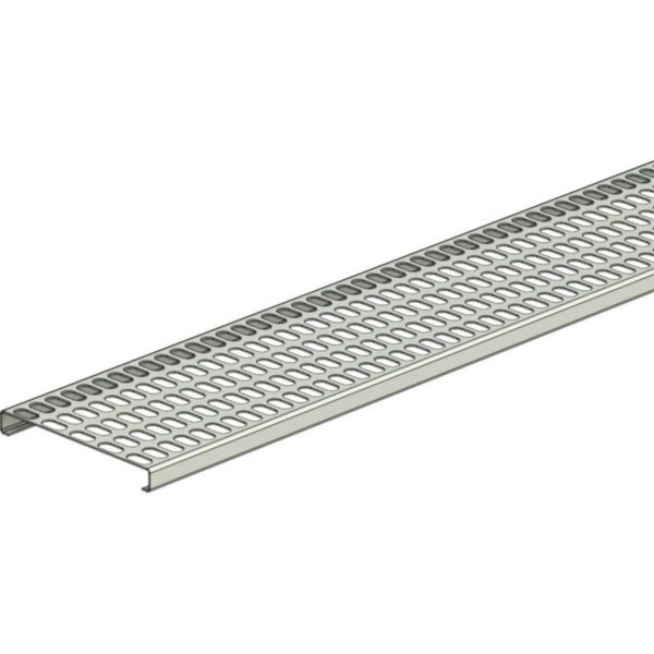 Chemin de câbles Télex-rail TX105 - hauteur 13mm, largeur 105mm, longueur 2m et perforation 7,5x15mm - finition GS